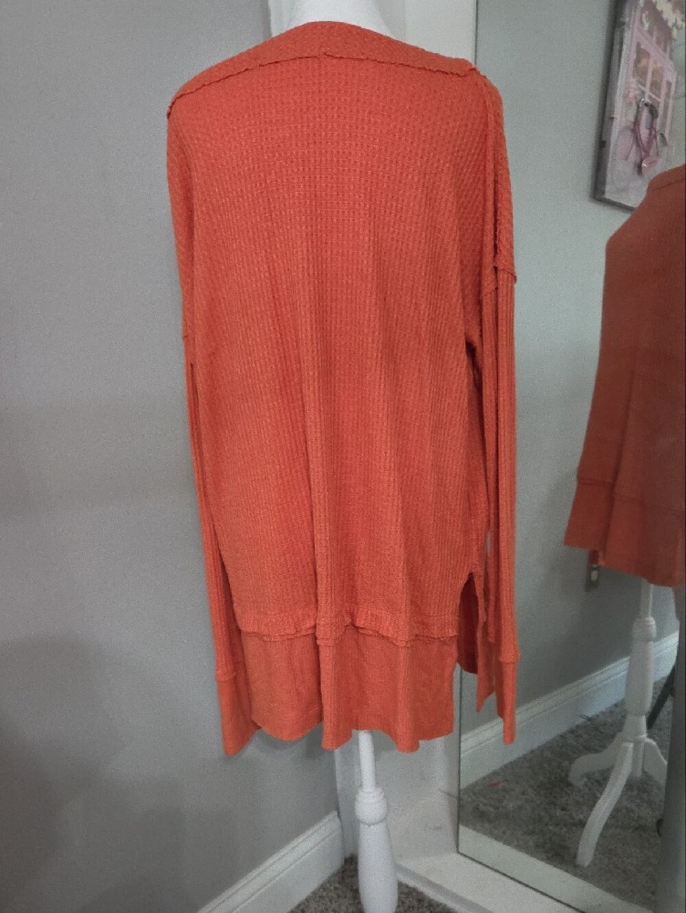 We The Free Coral Orange Long Oversized Sweater - Picture 2 of 5